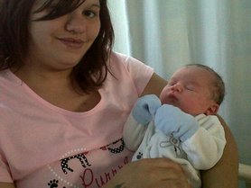 Sarah's female cousine with her newborn baby boy