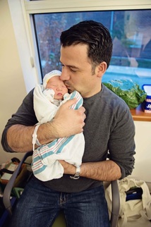 Newborn Baby G with dad at Hospital